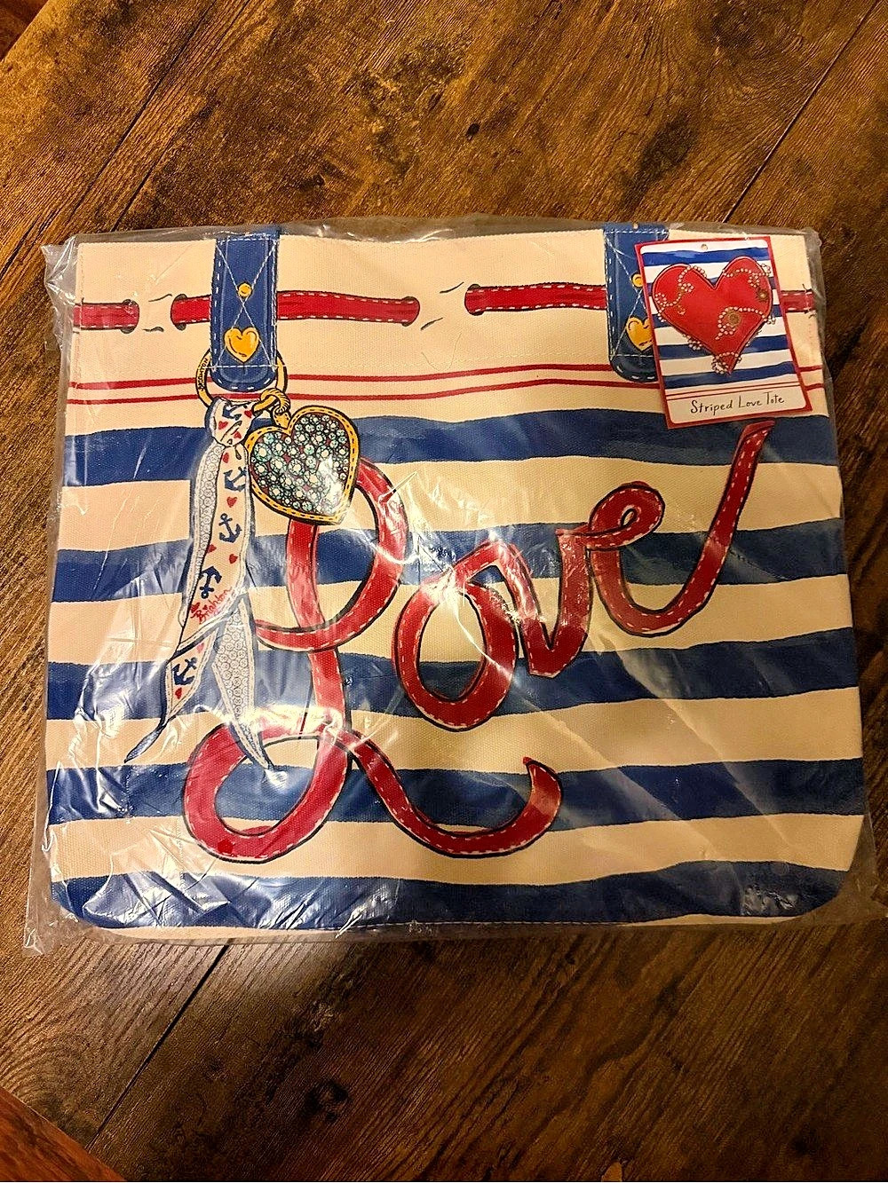 Brighton Love Striped Tote in Blue & Red NWT